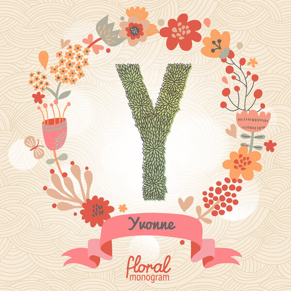 Stylish floral letter Y