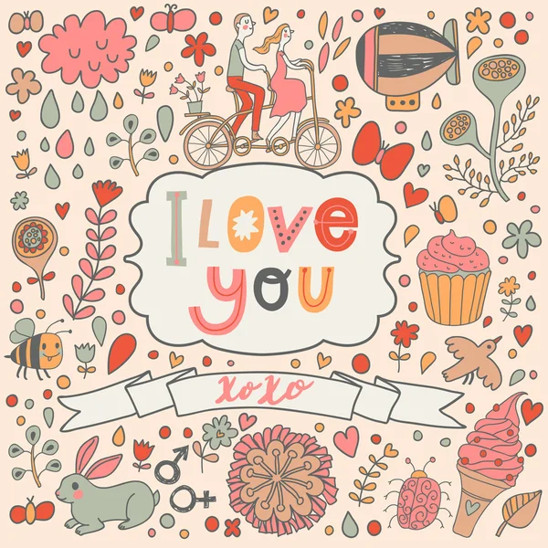 I love you romantic card — Stock Vector