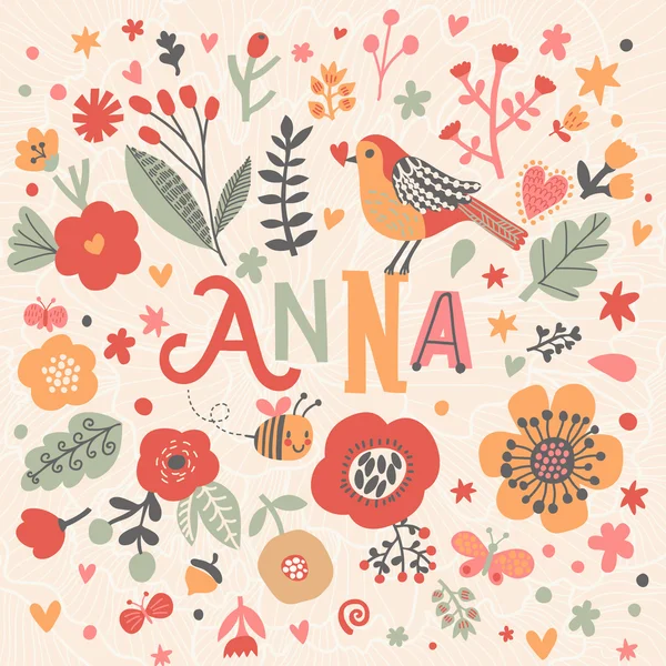 ANNA. Name written of flowers — Stock Vector © Ukususha 103219968