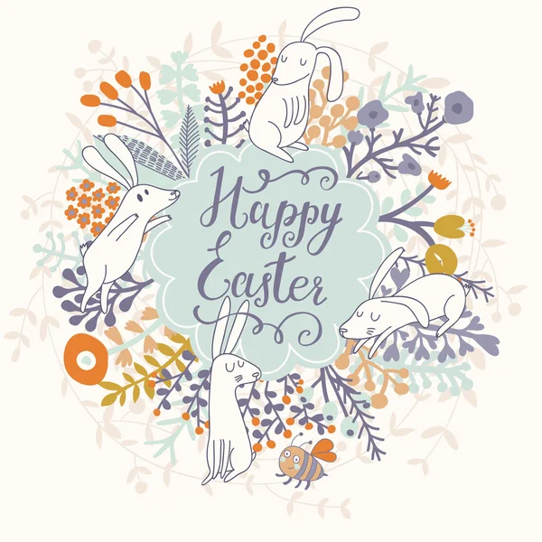 Happy Easter floral card — Stock Vector