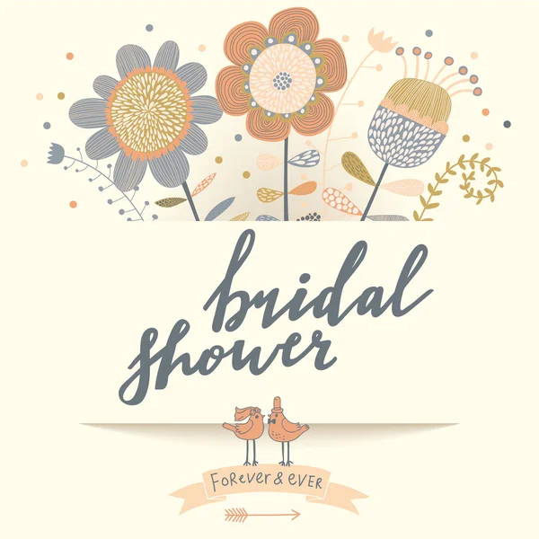 Romantik çiçek düğün kartı — Stok Vektör