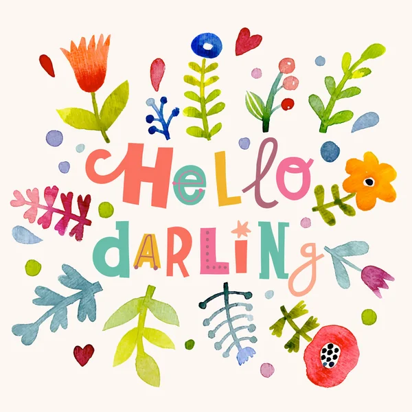 Hello darling concept background — Stock Vector