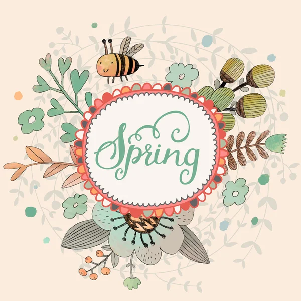 Bella carta primavera floreale — Vettoriale Stock