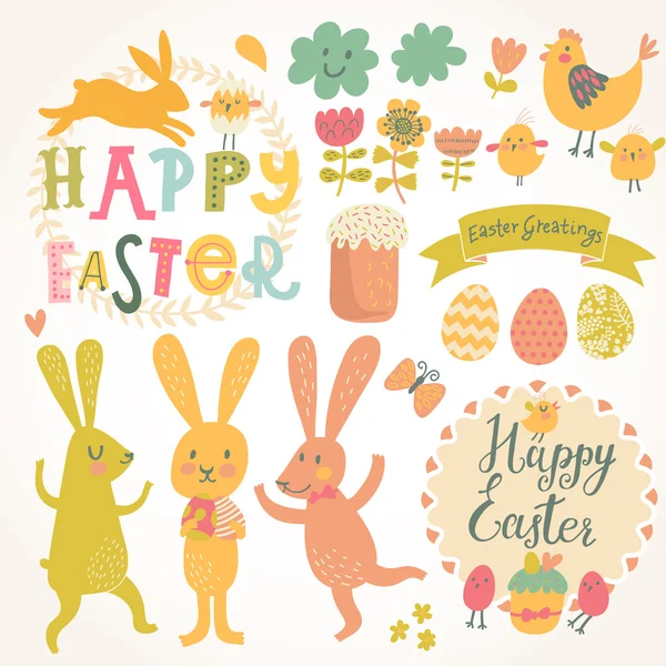 Happy Easter cartoon card — Stock Vector