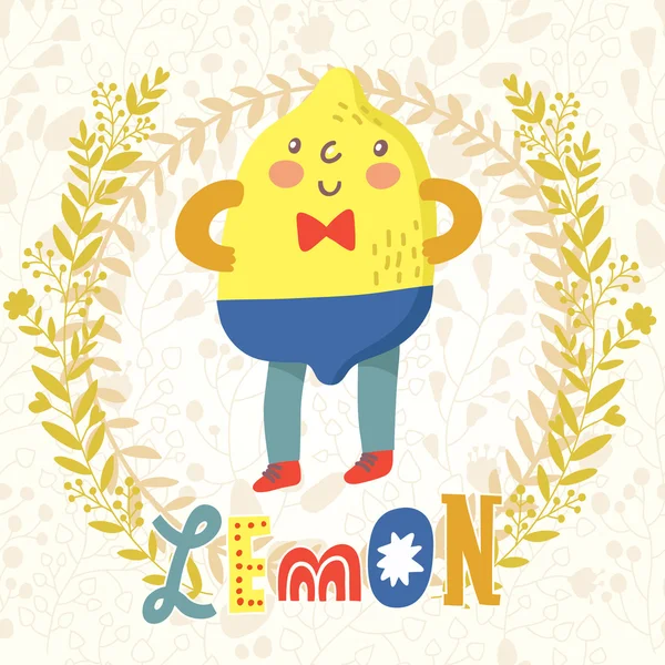 Amargo divertido dibujos animados limón — Archivo Imágenes Vectoriales
