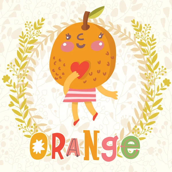 Sweet funny cartoon orange — Stock Vector