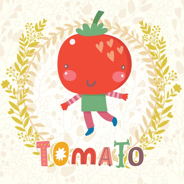 Dulce divertido tomate de dibujos animados — Vector de stock