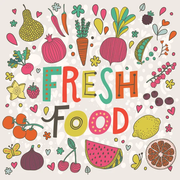 Fresh food cartoon card — Stock Vector