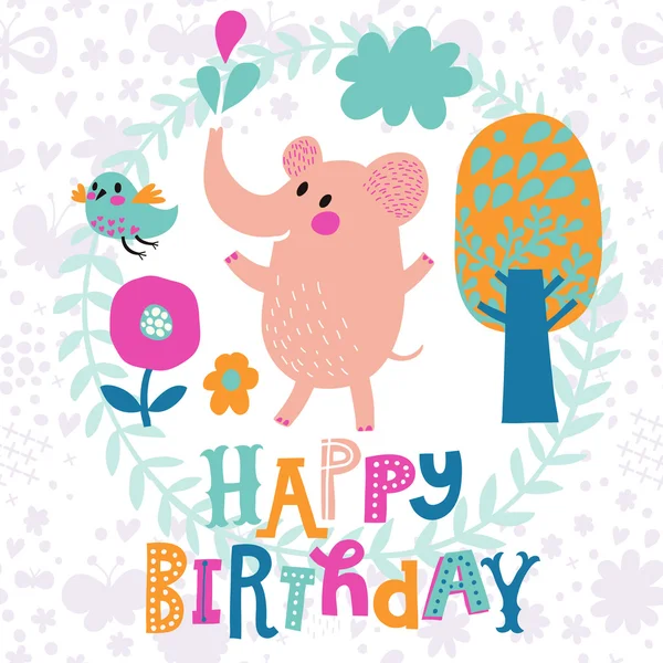 Happy birthday cartoon card — Stock Vector