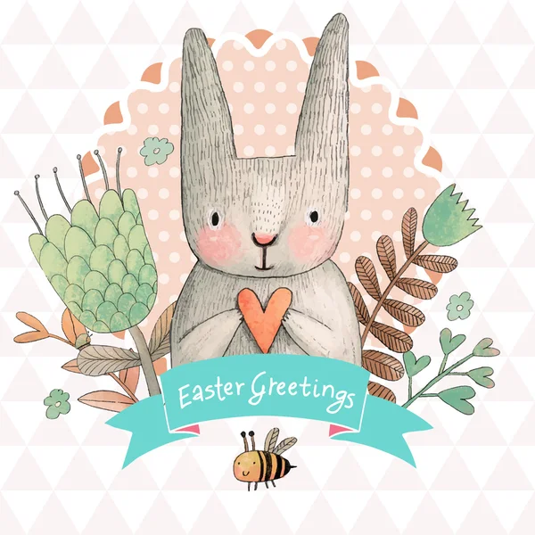 Paskalya kartı ile tavşan