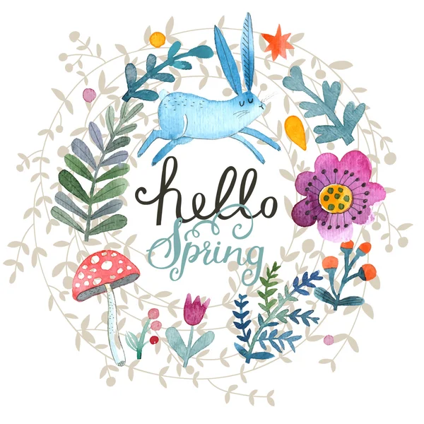 Desenhos animados floral cartão de primavera — Vetor de Stock