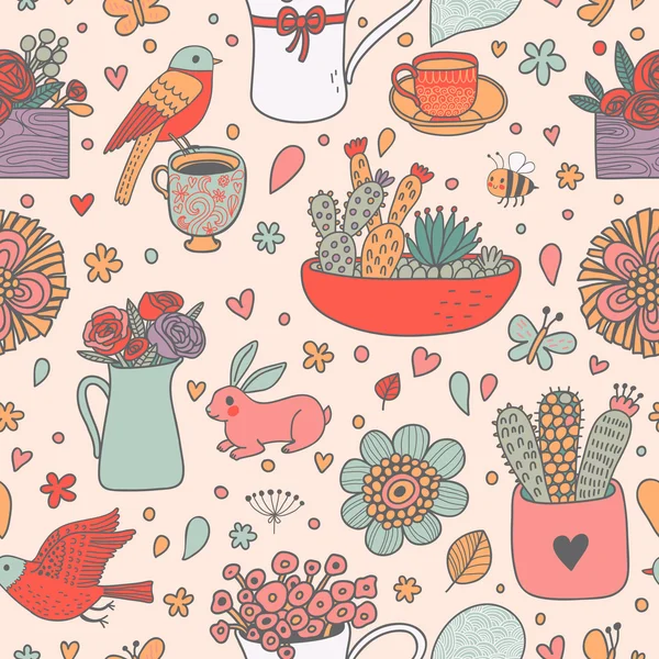 Plantes de maison motif floral — Image vectorielle