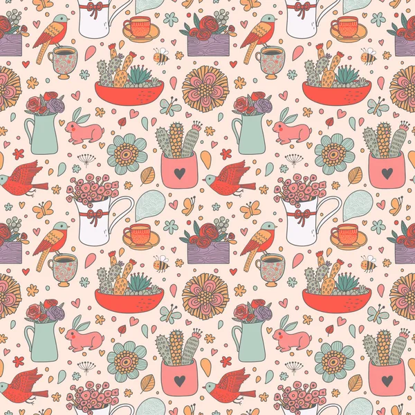 Cute floral seamless pattern — Stock Vector