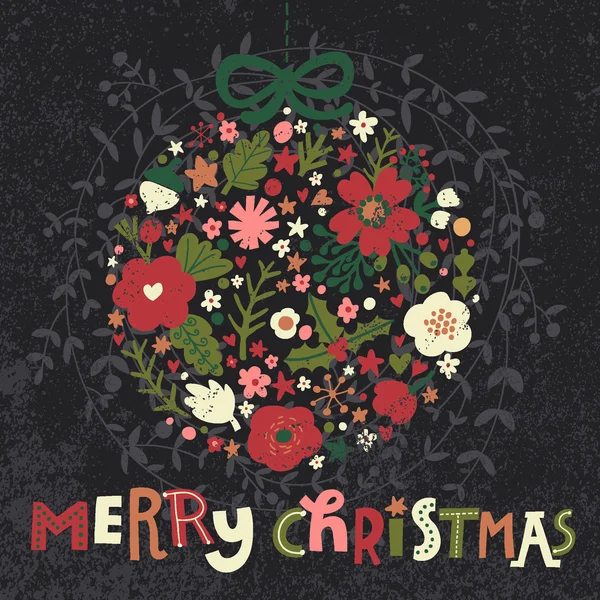 Feliz Navidad tarjeta floral Ilustraciones de stock libres de derechos