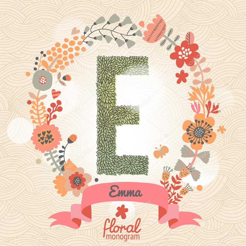 Stylish floral letter E Stock Vector by ©smilewithjul 75030833