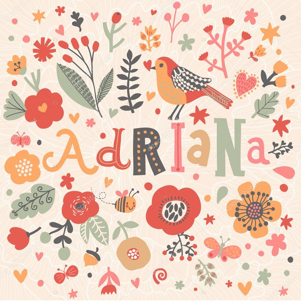 floral card with name Adriana