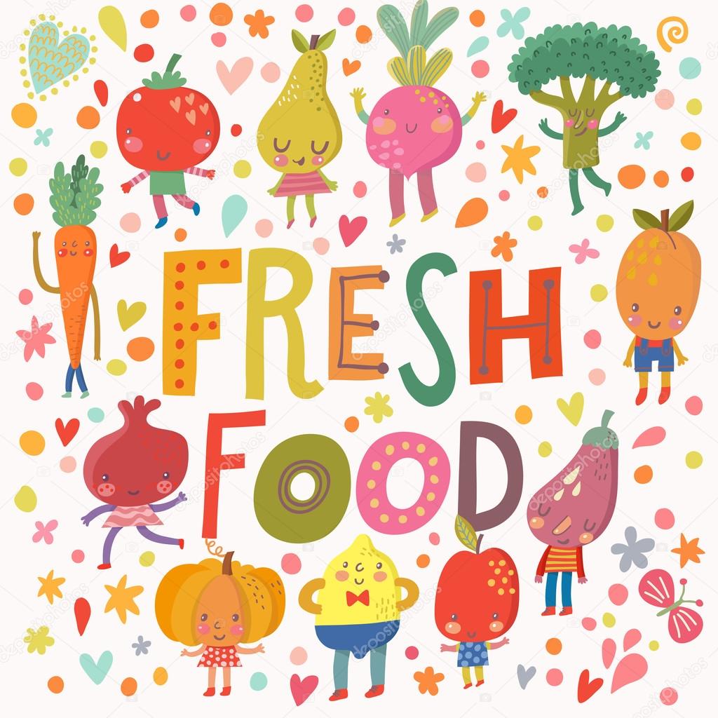 fresh food cartoon card