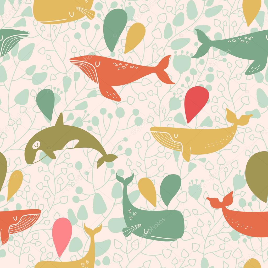 sea color whales pattern