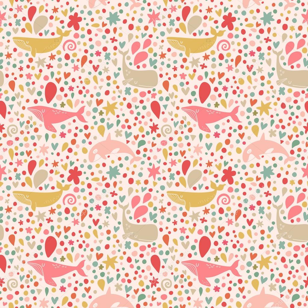 cute pink whales pattern