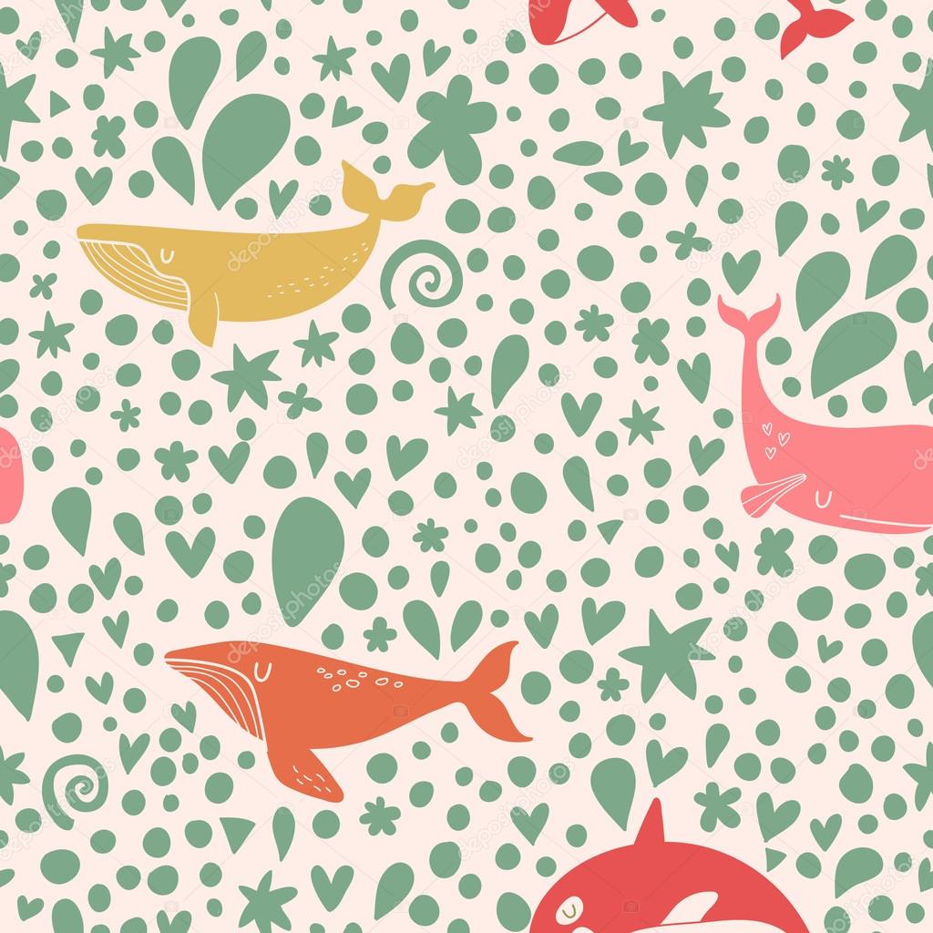 color sea whales pattern