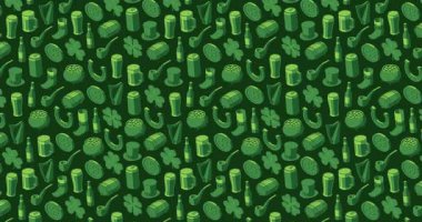 Kıvrımlı yeşil St. Patrick Günü temalı döngü hareketli arka plan animasyonu