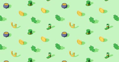 St. Patrick Günü açık yeşil arka planda kusursuz döngü animasyonu