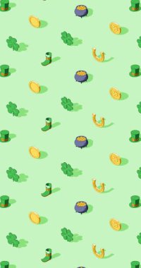 Açık yeşil arka planda dikey St. Patrick Günü kusursuz döngü animasyonu