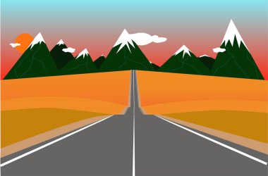 Sonbahar manzarası. Dağlara giden yol