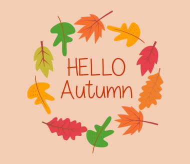 Hello autumn. Vector, lettering, background