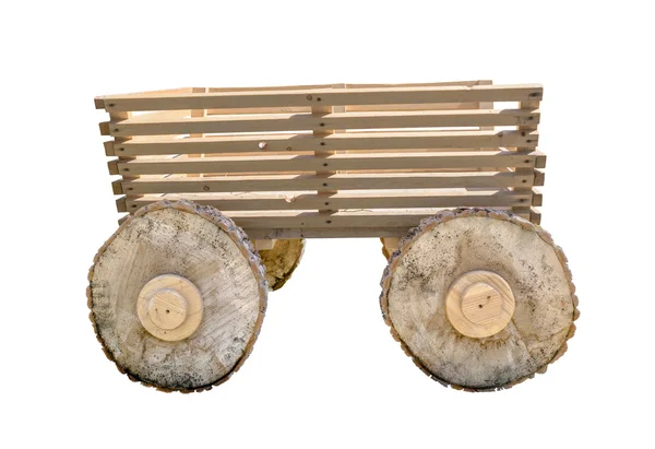 Carro de madera sobre fondo blanco — Foto de Stock