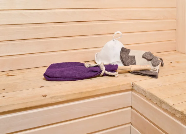 Sauna accessories in the interior — Stock Photo, Image