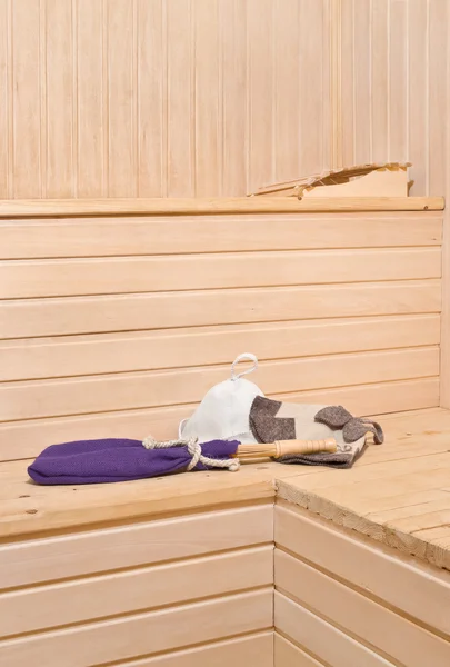 Sauna accessories in the interior — Stock Photo, Image