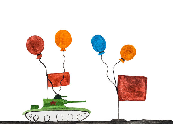 Children's drawing of military tank