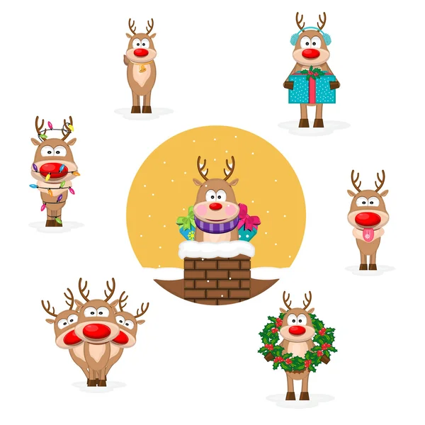 Weihnachten mit Hirschen — Stockvektor