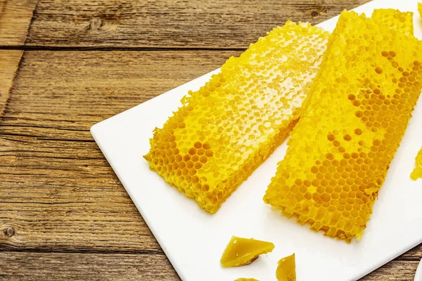 Bienenwaben Honig Und Bienenwachs Natürliche Bienenprodukte Für Einen Gesunden Und — Stockfoto