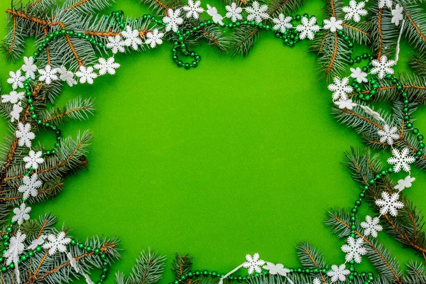 Fundo Natal Com Ramos Árvore Natal Frescos Decoração Ano Novo — Fotografia de Stock