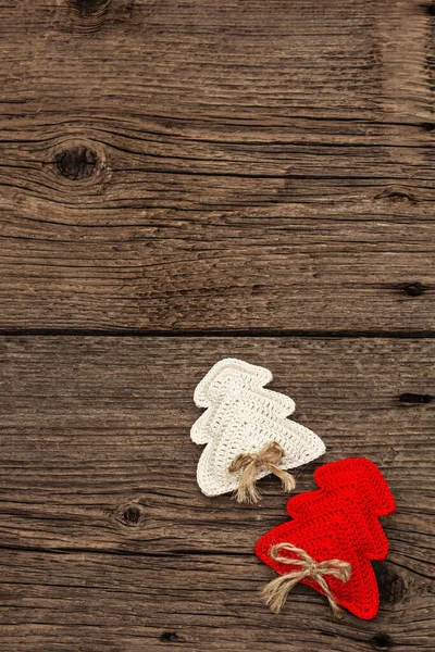 Dia Dos Namorados Conceito Feliz Ano Novo Abetos Crochê Decoração — Fotografia de Stock