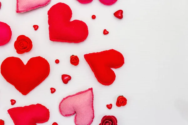 Различные Красные Розовые Сердца Изолированы Белом Фоне День Святого Валентина — стоковое фото