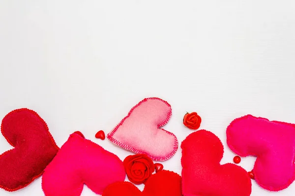 Assorted Red Pink Hearts Isolated White Background Valentine Day Wedding — Fotografia de Stock
