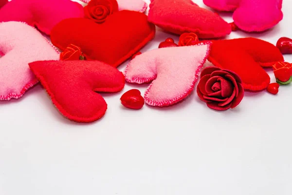 Assorted Red Pink Hearts Isolated White Background Valentine Day Wedding — Fotografia de Stock