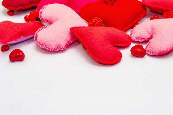 Assorted Red Pink Hearts Isolated White Background Valentine Day Wedding — Stockfoto