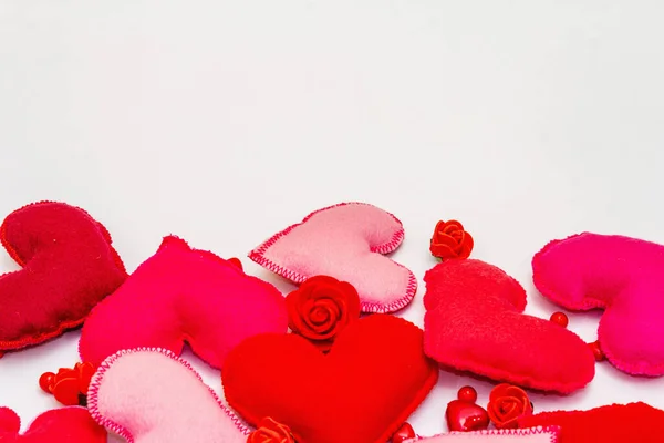Assorted Red Pink Hearts Isolated White Background Valentine Day Wedding — Fotografia de Stock