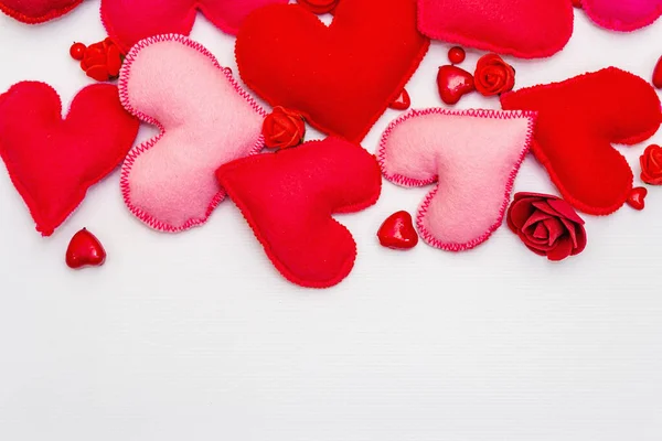 Assorted Red Pink Hearts Isolated White Background Valentine Day Wedding — Fotografia de Stock