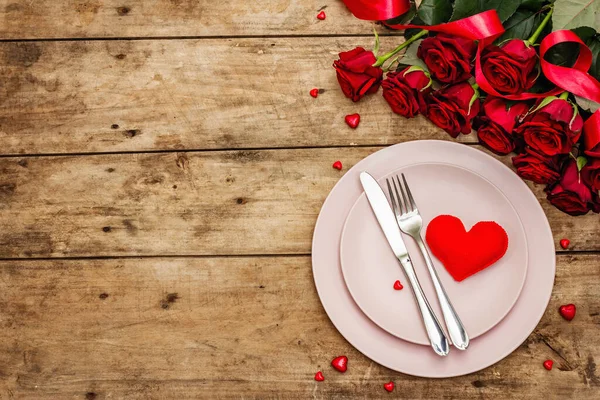 Романтический Ужин Love Concept Valentine Mother Day Wedding Cutlery Букет — стоковое фото