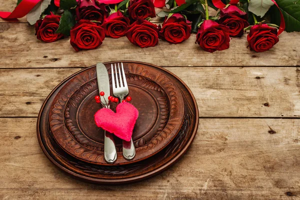 Романтический Ужин Love Concept Valentine Mother Day Wedding Cutlery Аромат — стоковое фото