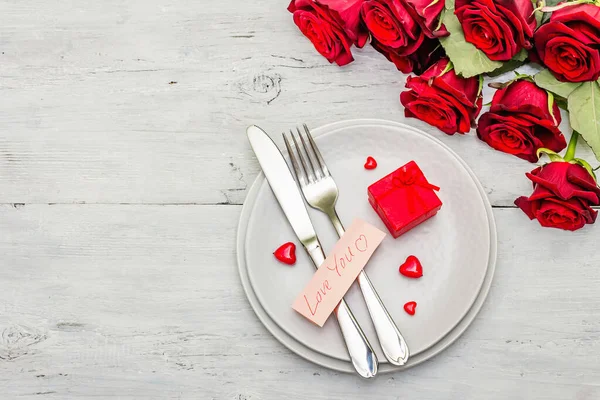 Una Cena Romántica Concepto Amor Para Día San Valentín Madre —  Fotos de Stock