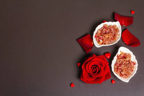 Homemade Rose Petals Jam Sweet Breakfast Lovers Valentines Day Wedding — Stock Photo, Image