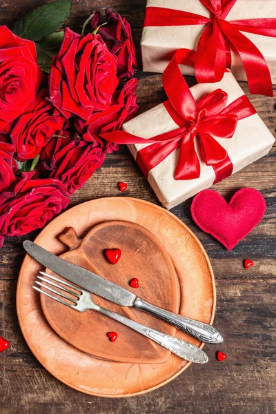 Романтический Ужин Love Concept Valentine Mother Day Wedding Cutlery Букет — стоковое фото