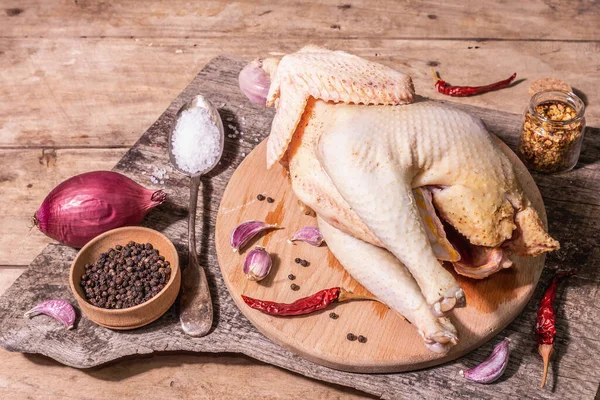 Raw Whole Chicken Carcass Healthy Food Lifestyle Free Range Farm — Stock Photo, Image
