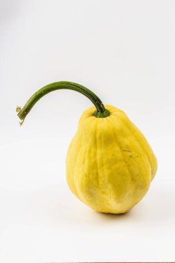 Beyaz arka planda izole edilmiş olgun turuncu balkabağı. Cadılar Bayramı ya da Şükran Günü için geleneksel dekoratif öğe.